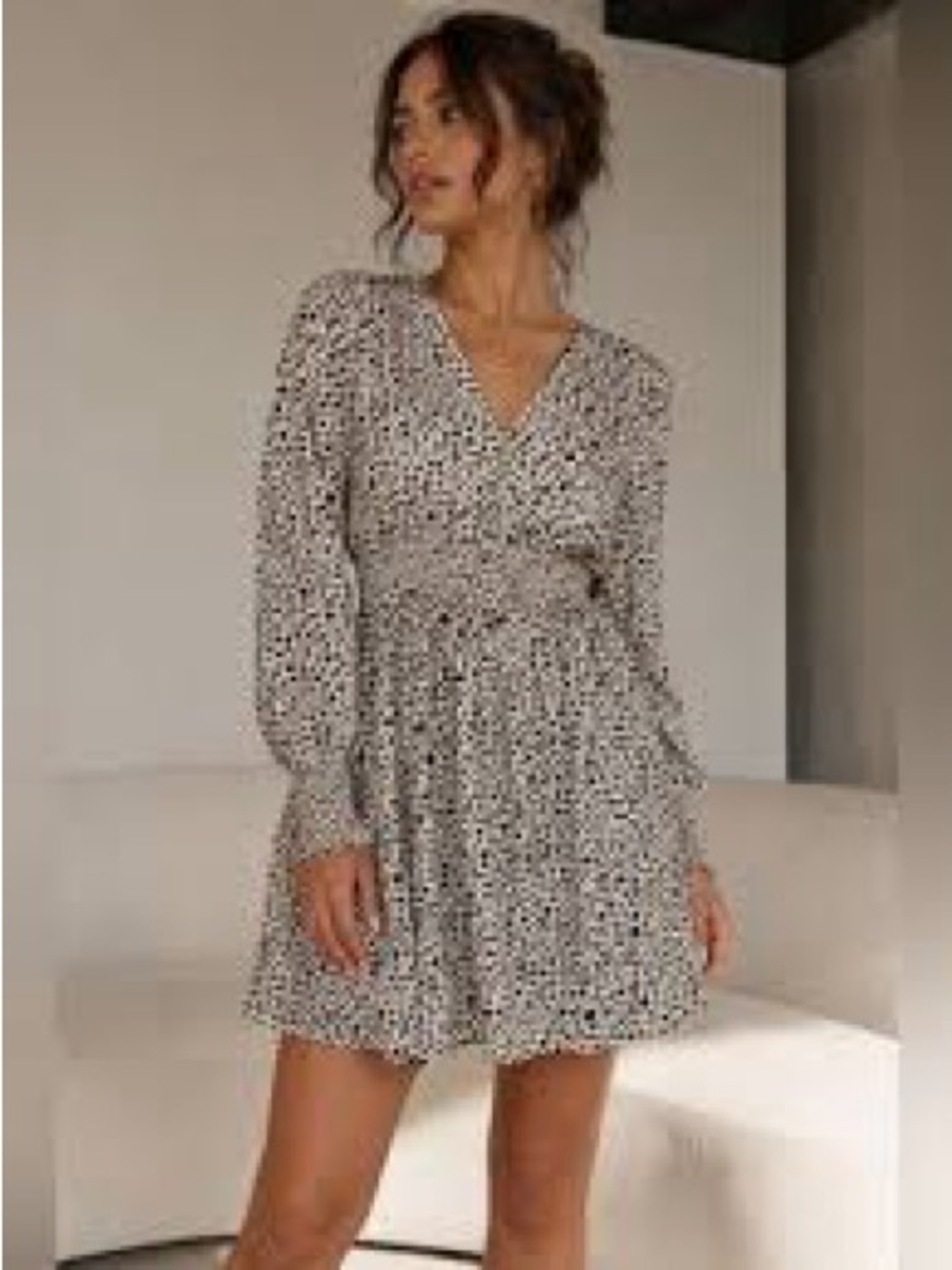 BB Dakota By Mark Jacob’s Long-Sleeve Leopard Print V-Neck Dress - Size Med